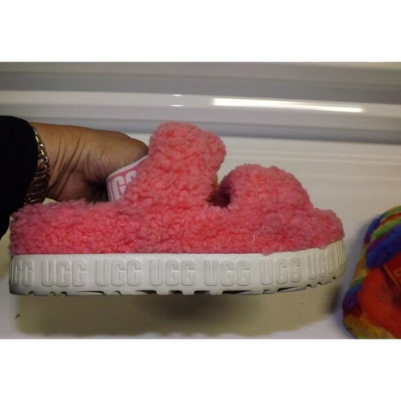 Size 7 UGG Oh Fluffita Fluff Yeah Slippers Pink & Rainbow Sherbert 2 Pairs 1 Prc - Picture 6 of 15